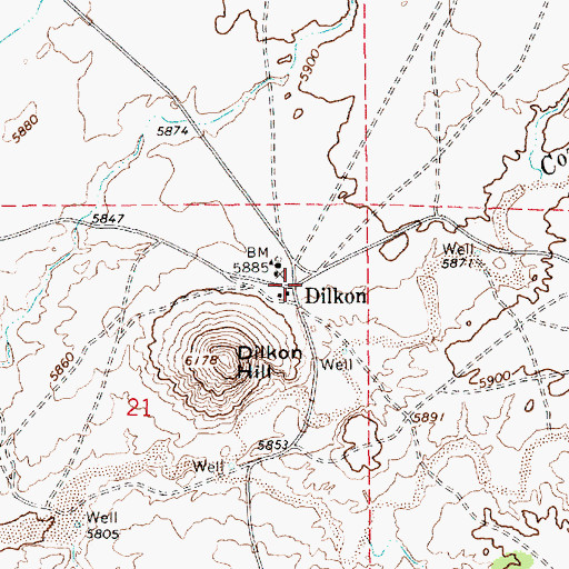 Topographic Map of Dilkon, AZ
