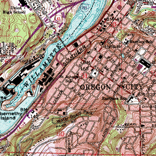 Topographic Map of Calvary Chapel Oregon City, OR