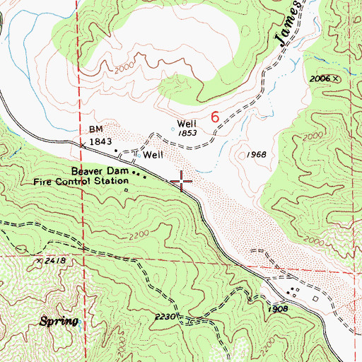 Topographic Map of James Creek, CA