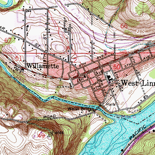 Topographic Map of Willamette United Methodist Church, OR