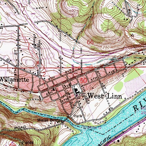Topographic Map of Willamette Christian Church, OR