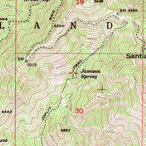 Topographic Map of Jamison Spring, CA