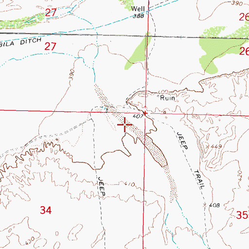 Topographic Map of Canyon Diablo, AZ