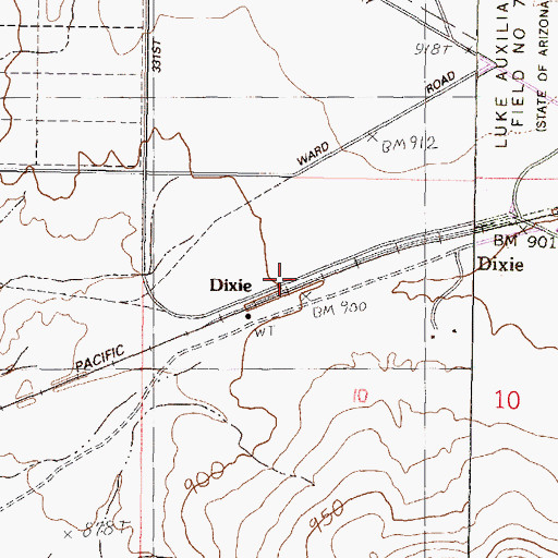 Topographic Map of Dixie, AZ