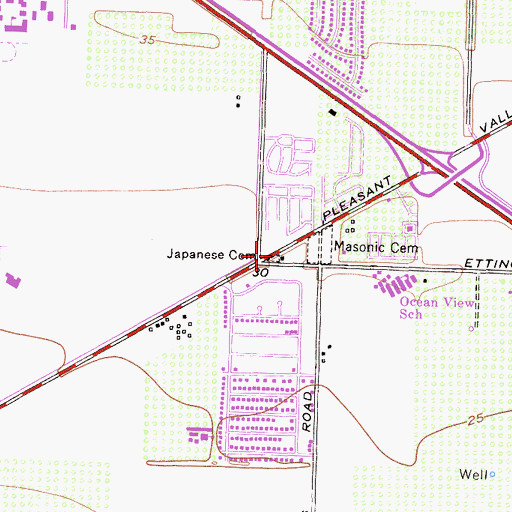 Topographic Map of Japanese Cemetery, CA