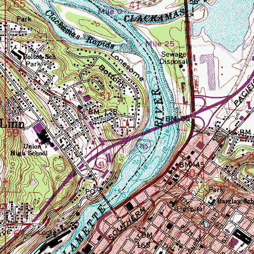 Topographic Map of South Park Unitarian Universalist Fellowship, OR