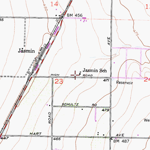 Topographic Map of Jasmin School, CA