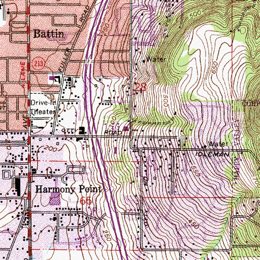 Topographic Map of Beautiful Savior Lutheran Church, OR