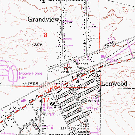 Topographic Map of Jasper Park, CA