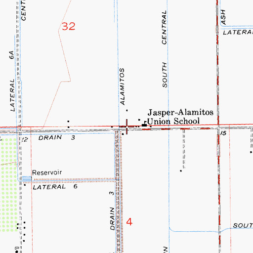 Topographic Map of Jasper-Alamitos Union School, CA