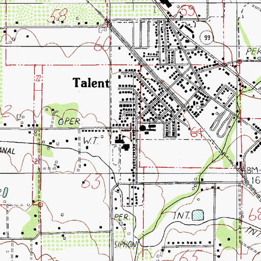 Topographic Map of Talent Elementary School, OR