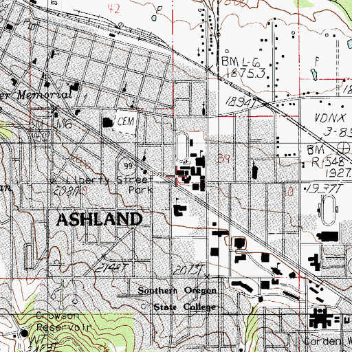 Topographic Map of Ashland High School, OR