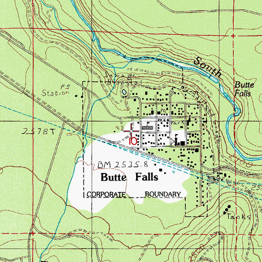 Topographic Map of Butte Falls Elementary School, OR
