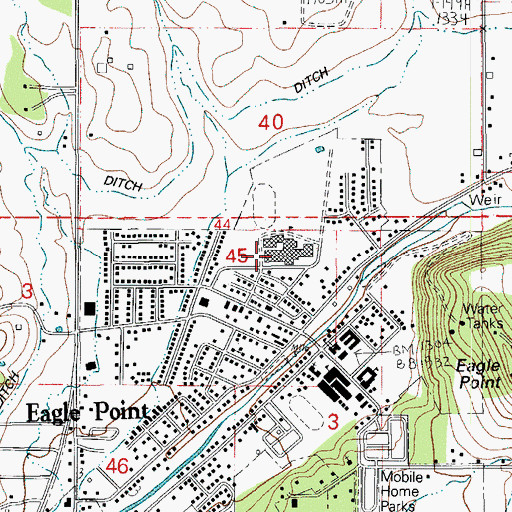 Topographic Map of Eagle Point High School, OR