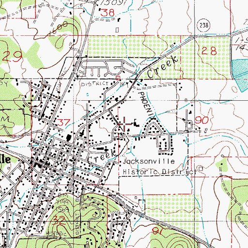 Topographic Map of Jacksonville Elementary School, OR