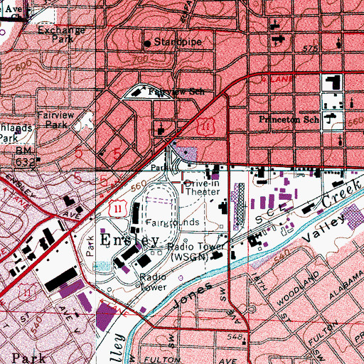 Topographic Map of Fair Park Drive-In (historical), AL