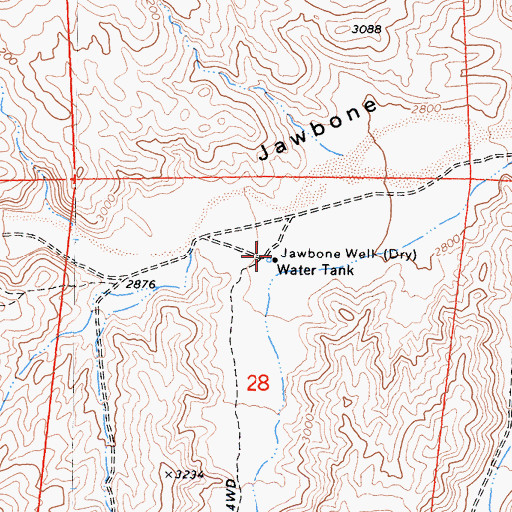 Topographic Map of Jawbone Well, CA