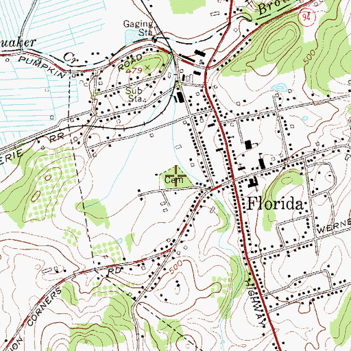 Topographic Map of Florida Cemetery, NY