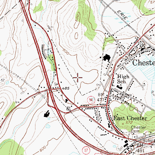 Topographic Map of Chester Mall Shopping Center, NY