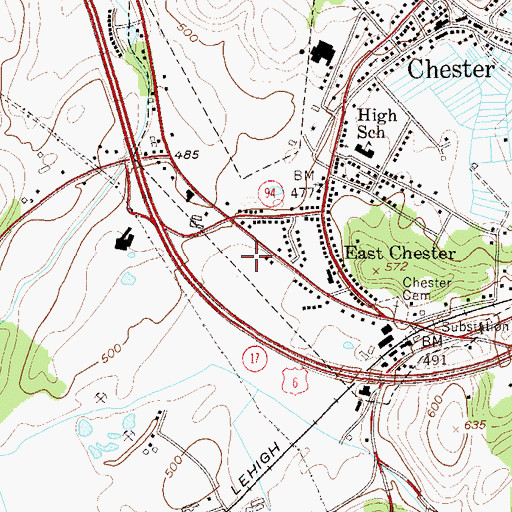 Topographic Map of Q Plaza Shopping Center, NY