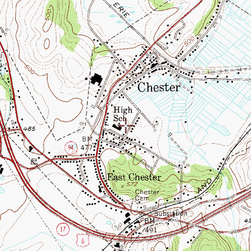 Topographic Map of Chester Junior-Senior High School, NY