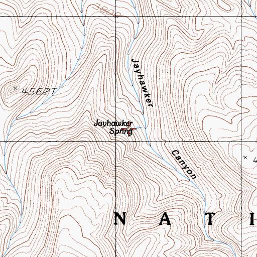 Topographic Map of Jayhawker Spring, CA