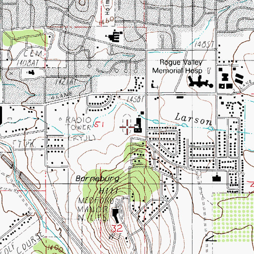 Topographic Map of Saint Mary's School of Medford, OR