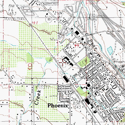 Topographic Map of Phoenix High School, OR
