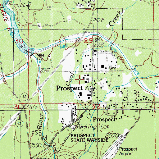 Topographic Map of Prospect School, OR