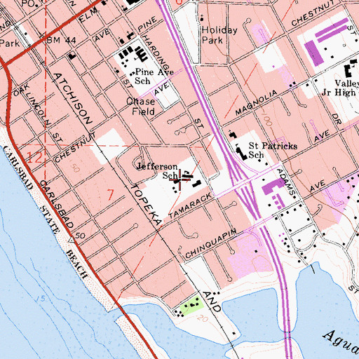 Topographic Map of Jefferson Elementary School, CA