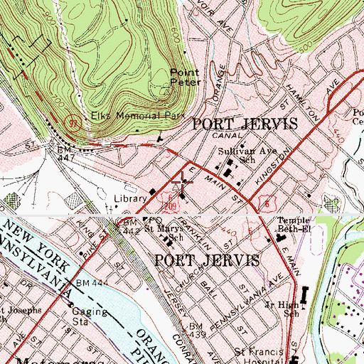 Topographic Map of Orange Square, NY