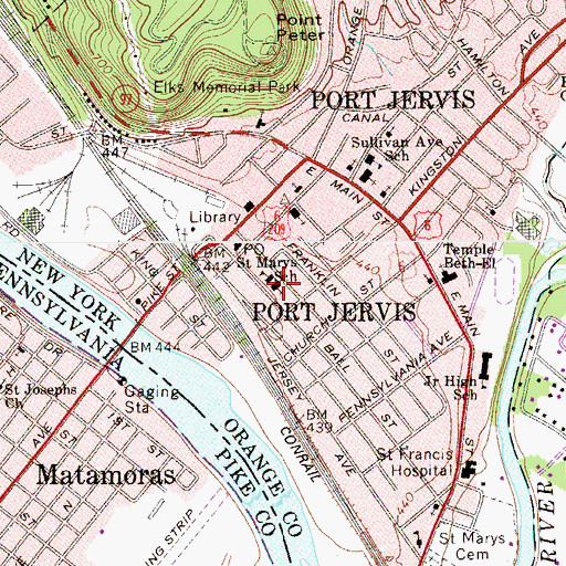 Topographic Map of Saint Mary's Roman Catholic Church, NY