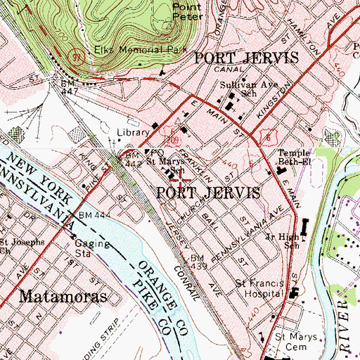 Topographic Map of Saint Marys Convent (historical), NY