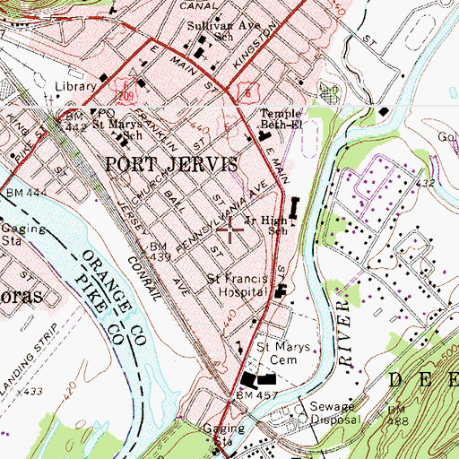 Topographic Map of Doctors Sunnyside Hospital (historical), NY