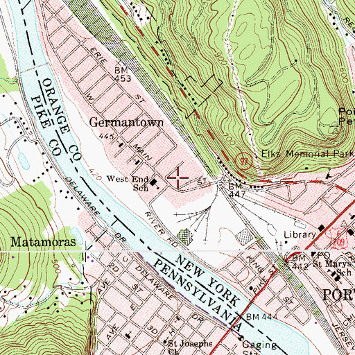 Topographic Map of Port Jervis Fire Department Excelsior Engine 5, NY