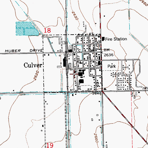 Topographic Map of Culver High School, OR