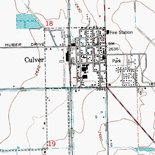 Topographic Map of Culver Middle School, OR