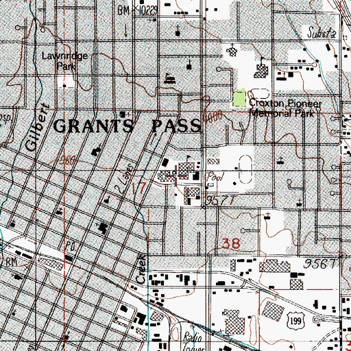 Topographic Map of Grants Pass High School, OR