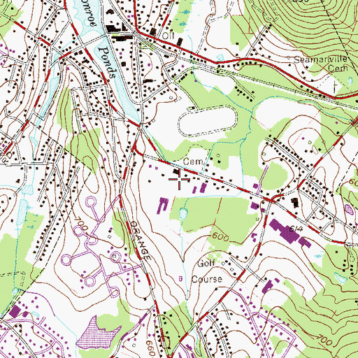 Topographic Map of Monroe Plaza Shopping Center, NY