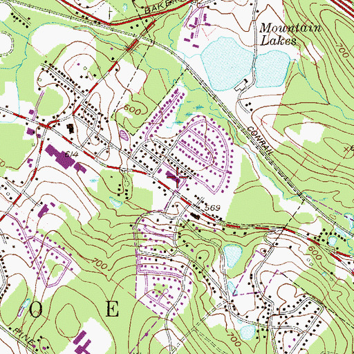 Topographic Map of Monroe Federal Plaza Shopping Center, NY