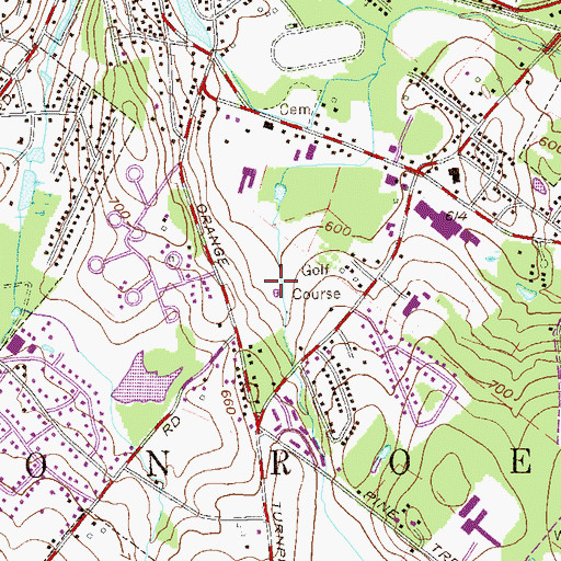Topographic Map of Monroe Country Club, NY