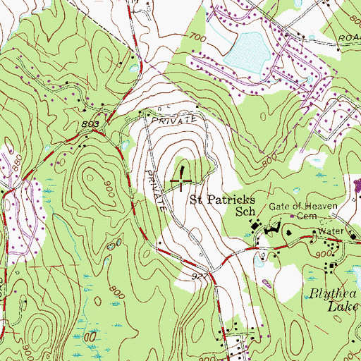 Topographic Map of Mansion Ridge Golf Club, NY