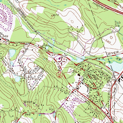Topographic Map of Harriman Plaza Shopping Center, NY