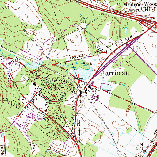 Topographic Map of Mary H Harriman Memorial Park, NY