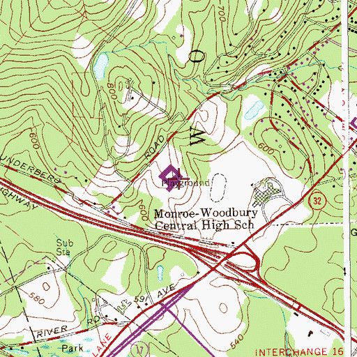 Topographic Map of Monroe - Woodbury Middle School, NY