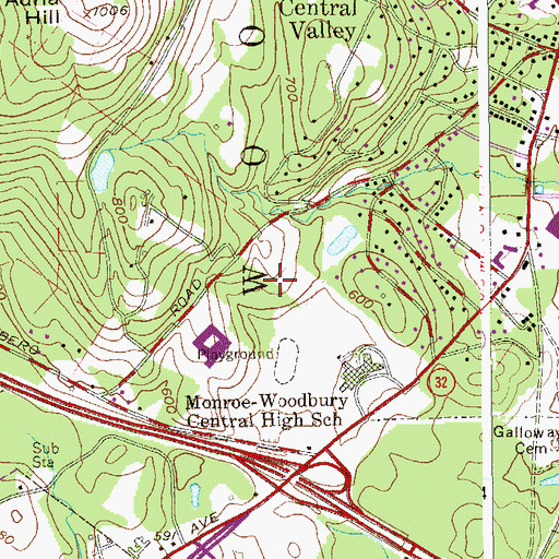 Topographic Map of Monroe - Woodbury High School, NY