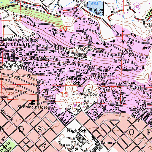 Topographic Map of Jefferson School, CA