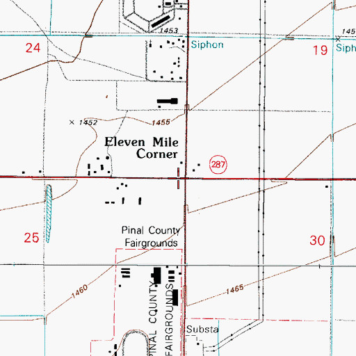 Topographic Map of Eleven Mile Corner, AZ