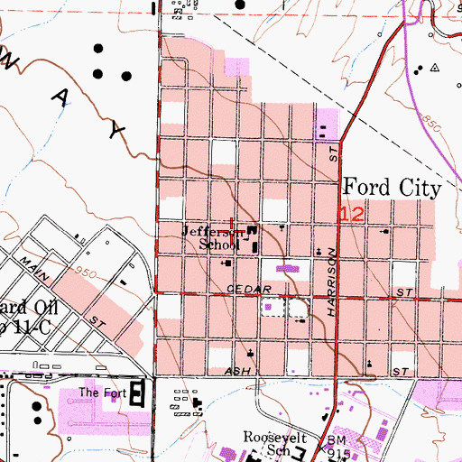 Topographic Map of Jefferson Elementary School, CA