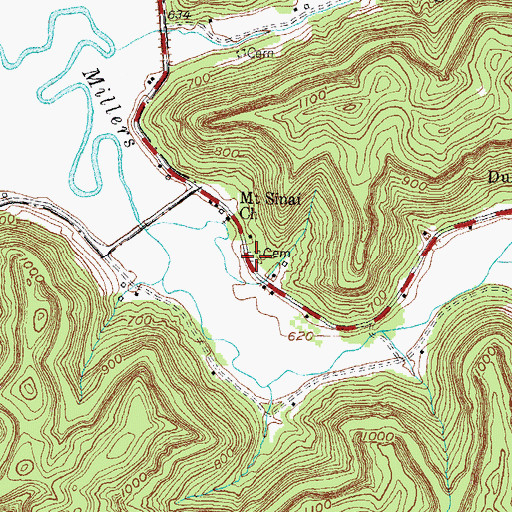 Topographic Map of Mount Sinai Cemetery, KY